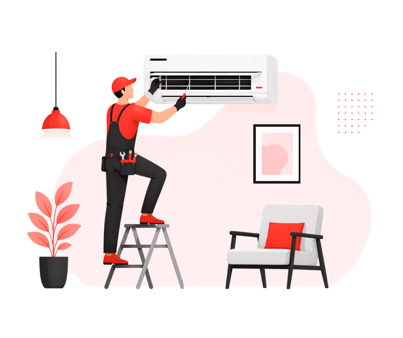 AAERO HVAC technician installing a wall-mounted ductless mini-split head in a Marin County California home